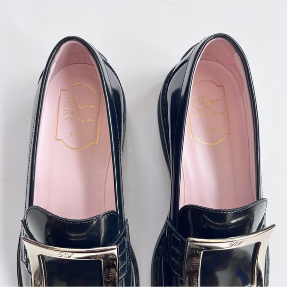 Roger Vivier Viv' Rangers Black Patent Leather Women’s  Loafers 39 US 9 - Picture 8 of 15